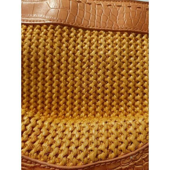 Good Used Condition Orange Stone Mountain Hobo Style Purse Handbag  Weave Look - Picture 3 of 10